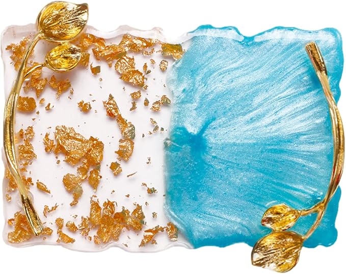 2023 Retro Nail Art Palette, Nail Painting Mixed Color Palette with Leaves Handle, Nail Holder Gel Color Makeup Display Board Pallet (Blue)-GlimoraGlow