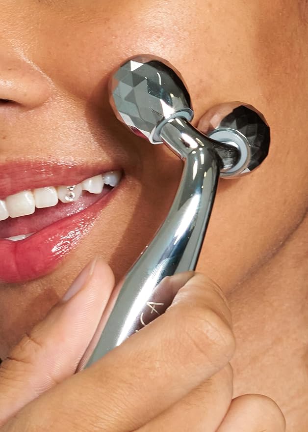 Pacifica Future Youth Stainless Steel Face Roller – Cooling Dual Gua Sha Facial Massager for Sculpting, Contouring & De-Puffing – Anti-Aging Skin Care Tool for Wrinkles & Fine Lines Lymphatic Drainage-GlimoraGlow