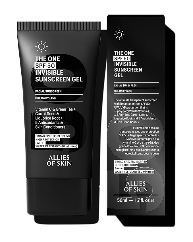 Allies of Skin Daily Face Sunscreen SPF 50 | Zero White Cast Lightweight Gel Formula | Dermatologist Tested Under Makeup Primer| Water-Resistant & PA++++ Broad Spectrum UVA/UVB (1.7 oz)-GlimoraGlow