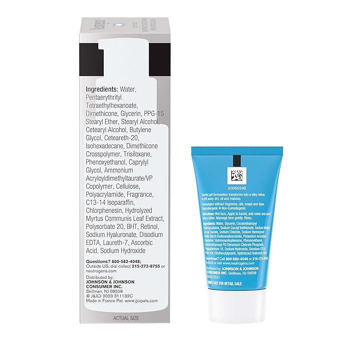 Neutrogena Rapid Wrinkle Repair Retinol Face Moisturizer Night Cream, Anti-Aging Face Cream with Retinol & Hyaluronic Acid, 1 fl. oz + Trial Size Hydro Boost Facial Cleanser, 0.5 fl. oz-GlimoraGlow