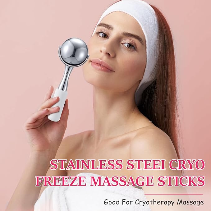 Cryo Sticks 360 Rotating Unbreakable Steel Ice Globes - Facial Skin Care Tools for Women - Ice Roller for Face & Eyes-GlimoraGlow