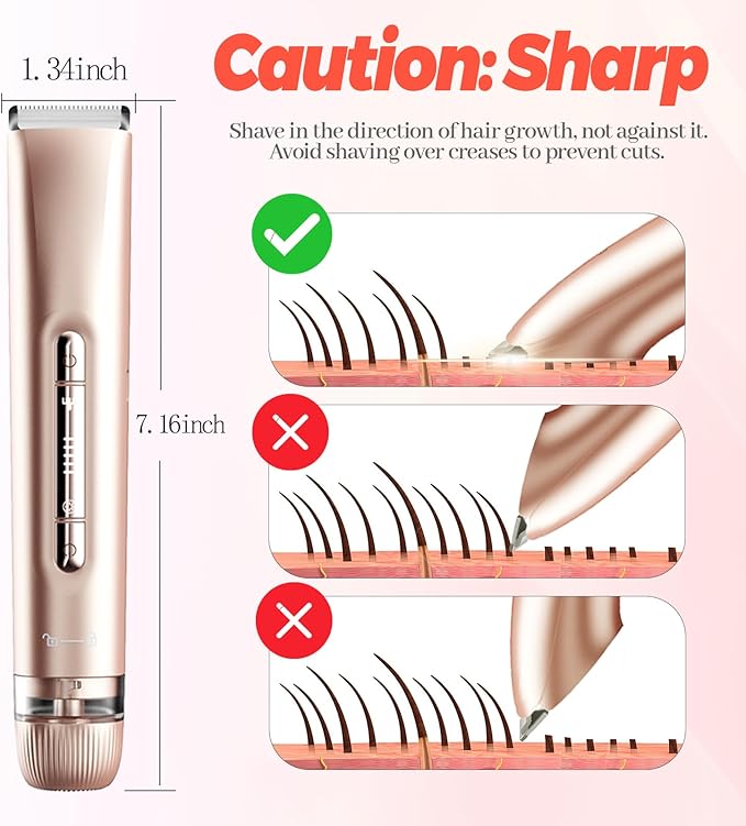 2 in 1 Electric Bikini Trimmer for Women, Dual Head Painless Razor Shaver,Wet & Dry Use Body Hair Trimmer and Facial Hair Remover for Underarm Leg Arm Body Face-GlimoraGlow