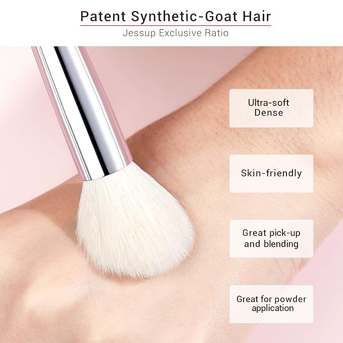 Jessup Brand 25pcs Professional Makeup Brush Set Beauty Cosmetic Foundation Powder Blusher Eyeshadow Blending Highlight Concealer Natural-Synthetic Hair Brushes Set (Pearl White/Silver)-GlimoraGlow