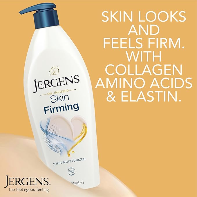 Jergens Skin Firming Body Lotion for Dry to Extra Dry Skin, Skin Tightening Cream with Collagen and Elastin, Hydralucence Blend Formula, 16.8 oz-GlimoraGlow