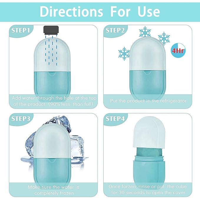 Ice Roller for Face and Eye, Ice face roller,Gua Sha Facial Tools, Facial ice roller, Skin Care Tools,Ice mold for face…(blue-face)-GlimoraGlow