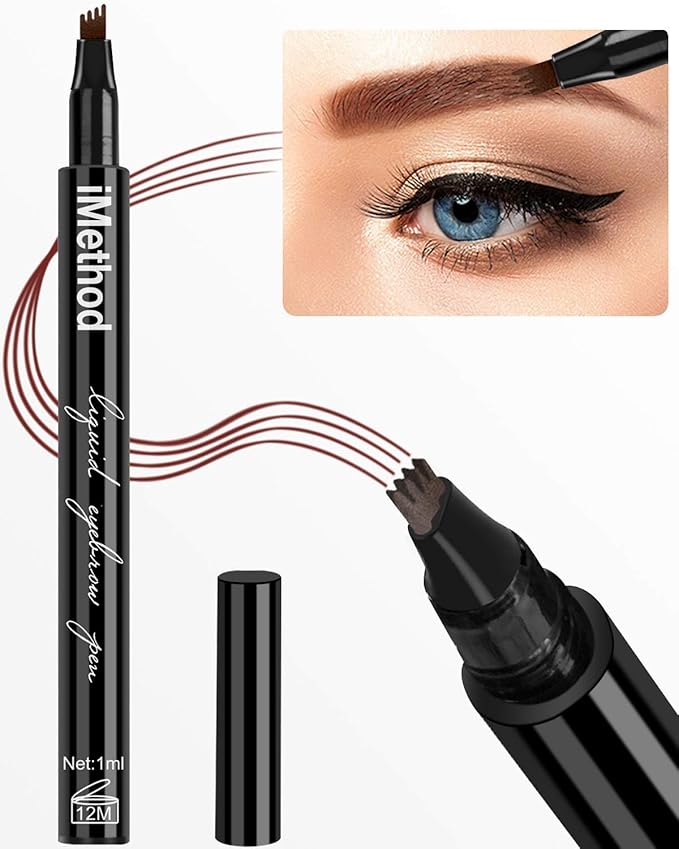 iMethod Eyebrow Pen - iMethod Eyebrow Pencil with a Micro-Fork Tip Applicator Creates Natural Looking Brows Effortlessly and Stays on All Day, Reddish Brown-GlimoraGlow