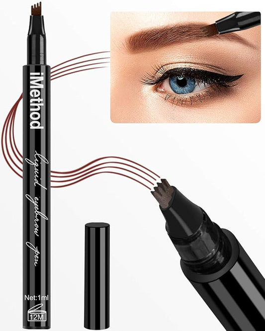 iMethod Eyebrow Pen - iMethod Eyebrow Pencil with a Micro-Fork Tip Applicator Creates Natural Looking Brows Effortlessly and Stays on All Day, Reddish Brown-GlimoraGlow