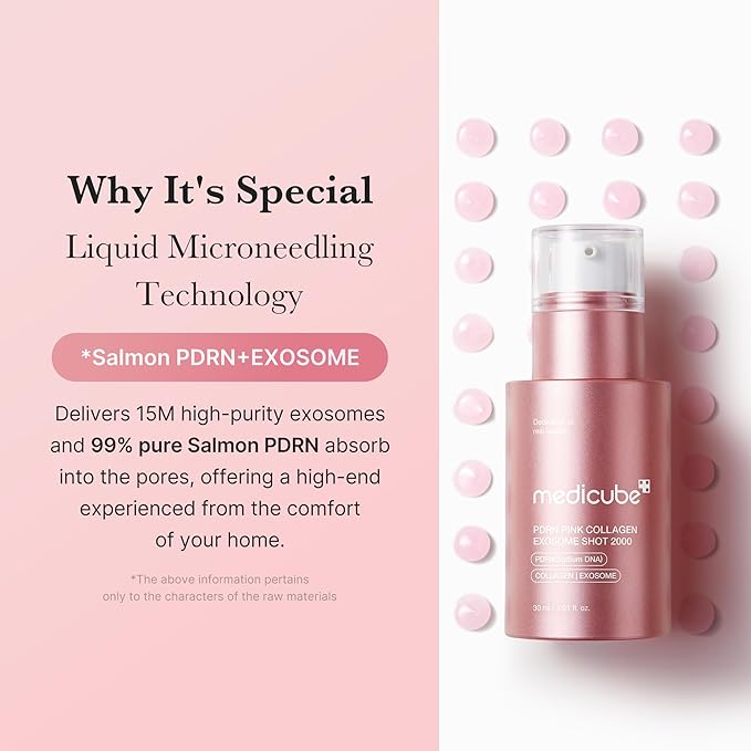 medicube PDRN Pink Collagen Exosome Shot Serum 2,000 PPM | Liquid Skin Booster | Exosome, Salmon DNA PDRN, Spicules | Uneven Skin Tone, Pore Care, Skin Texture | Korean Skin Care 1.01 fl.oz-GlimoraGlow