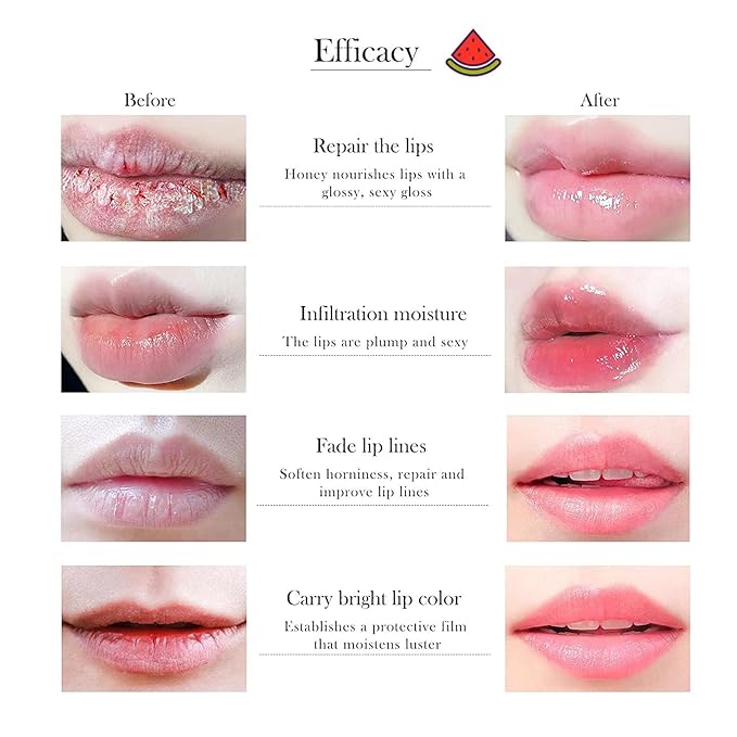 1PCS Lip Balm Honey Lip Balm, Honey Pot Lip Balm Sleeping Lip Mask with Brush, Hydrating & Prevention Dry and Cracked, Lip Scrubs Exfoliator & Moisturizer-GlimoraGlow