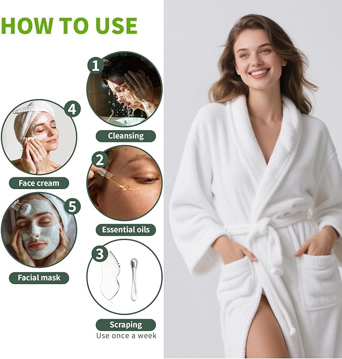 Stainless Steel GuaSha Tool & Eye Cream Applicator Facial Tools, Metal Detail Guasha for Face Neck, Eye Massager Tool, Lymphatic Drainage Face Massage Tool, Skin Care Gift-GlimoraGlow