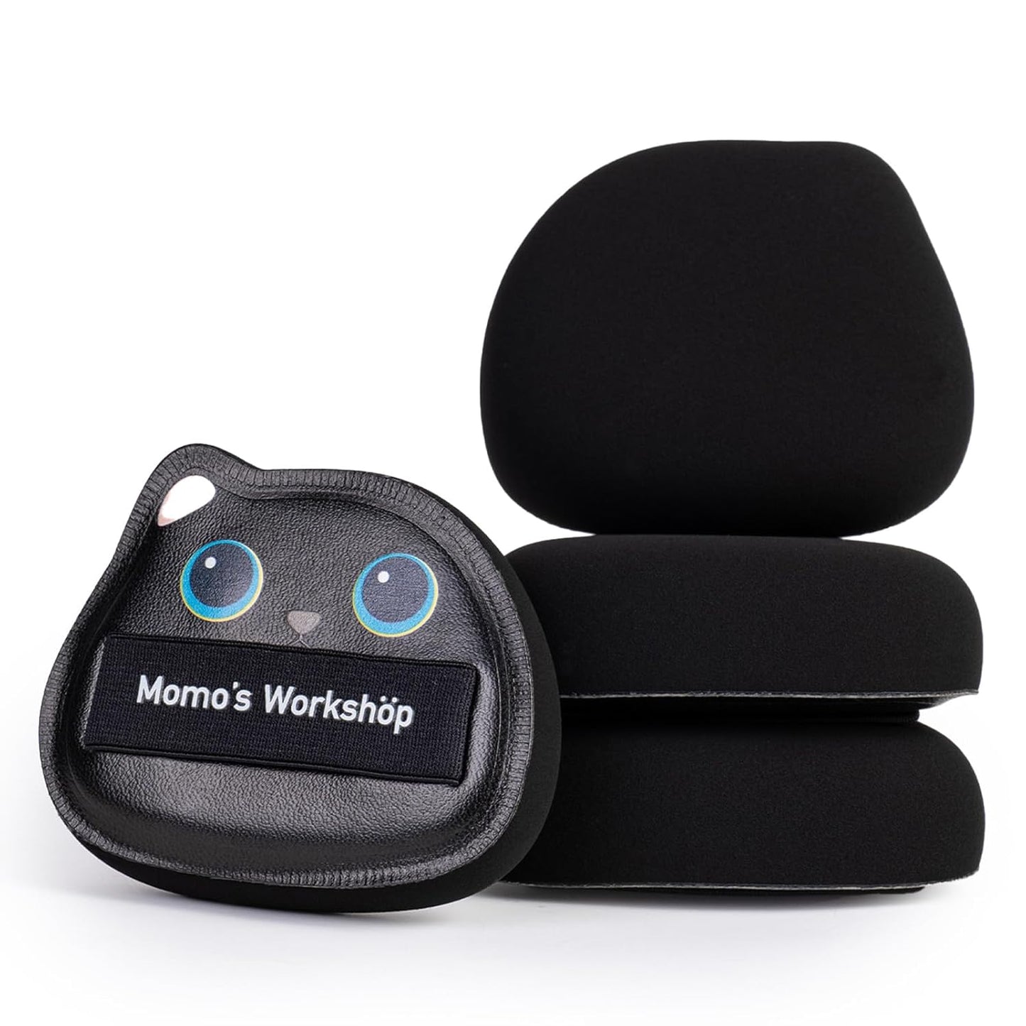 Black Cat Toto Airy Marshmallow Puff,Makeup Sponge,Rubycell Material,Pointed Tip for Concealer + Flat Side for Foundation, Longwear Makeup, Travel Friendly & Reusable,2pcs Puffs & Storage Case-GlimoraGlow