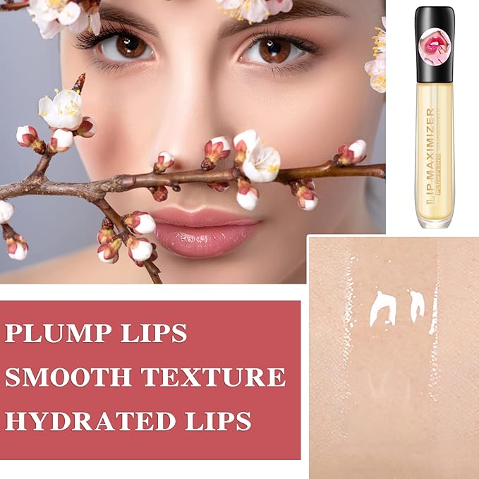 2 Pcs Lip Plumper Lip Gloss,Lip Maximizer Balm Plumper Lip Plumping Serum,Heathly Lip Moisturizer Enhancer Hydrated Lips,Reduces Improves Dry Lip Lines Lip Plumping Gloss Lip Extreme Volume-GlimoraGlow
