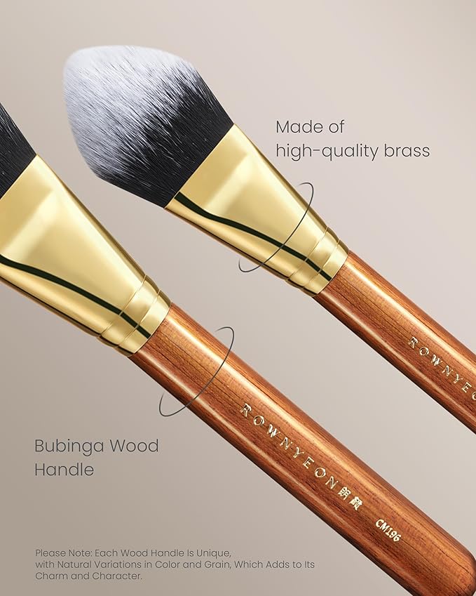 Desert Oak Series BloomFluff Powder Brush - 45mm Giant Heart-Shaped Face Brush for Setting Powder & Bronzer, Luxury Bubinga Handle (CM 196)-GlimoraGlow