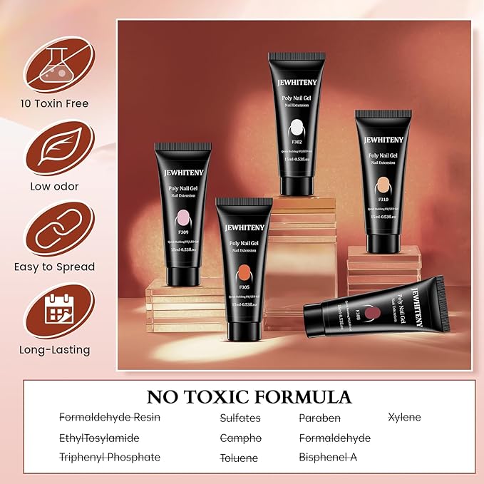 JEWHITENY 14 pcs Poly Gel Nail Extension Kit With Drill Machine U V Nail Light ALL In One Polygel Starter Kit-GlimoraGlow