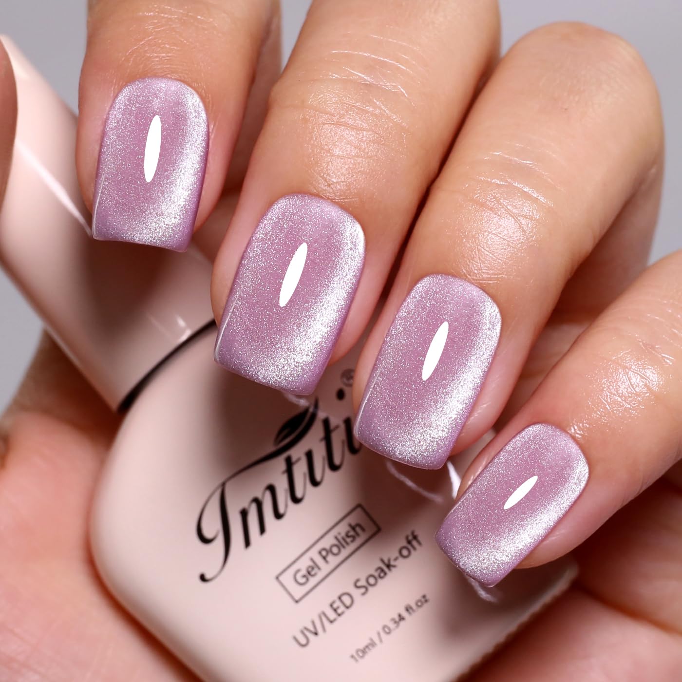 Imtiti Cat Eye Gel Nail Polish, Light Purple Holographic Magnetic Crystal Nail Gel Polish With Magnet Glittery Galaxy Spring Summer Kit Soak Off UV Led 10ML-GlimoraGlow