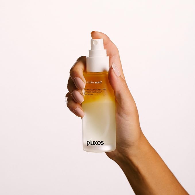 | PLUXOS 47 | SUNSCREEN + SKINCARE SPF 47 FACE MIST SPRAY (Unscented) | SUN DEFENSE COMPLEX CARE | Apply Over Makeup, Broad Spectrum, Clear, Light, Vegan, Hydrate, Fight Acne, Anti-Aging, Cell Repair-GlimoraGlow