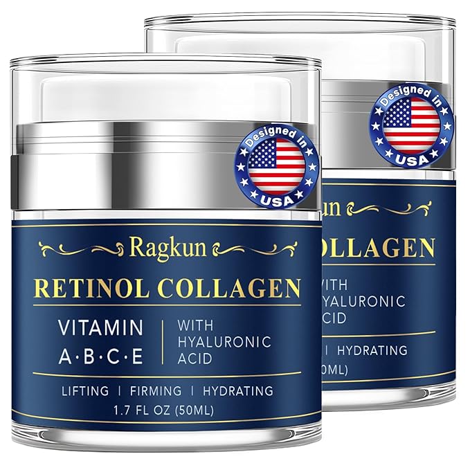 Retinol Cream for Face, Collagen Neck Creams for Tightening and Firming, Anti Aging Day & Night Facial Moisturizer for Women & Men, Instant Face Lift Wrinkle Cream 2-Pack-GlimoraGlow