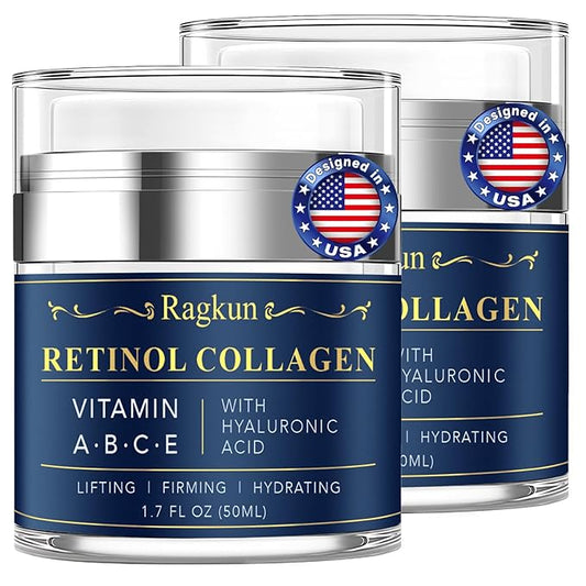 Retinol Cream for Face, Collagen Neck Creams for Tightening and Firming, Anti Aging Day & Night Facial Moisturizer for Women & Men, Instant Face Lift Wrinkle Cream 2-Pack-GlimoraGlow