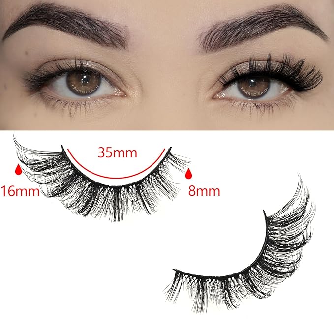 FARRED Cat Eye Lashes Fox Eyelash Wispy Fluffy False Eyelashes 14 Pairs Fake Eyelashes Natural Look Short Natural Lashes Cat Eye Lash Wispy Volume Eyelash (F23 | 8-16mm)-GlimoraGlow