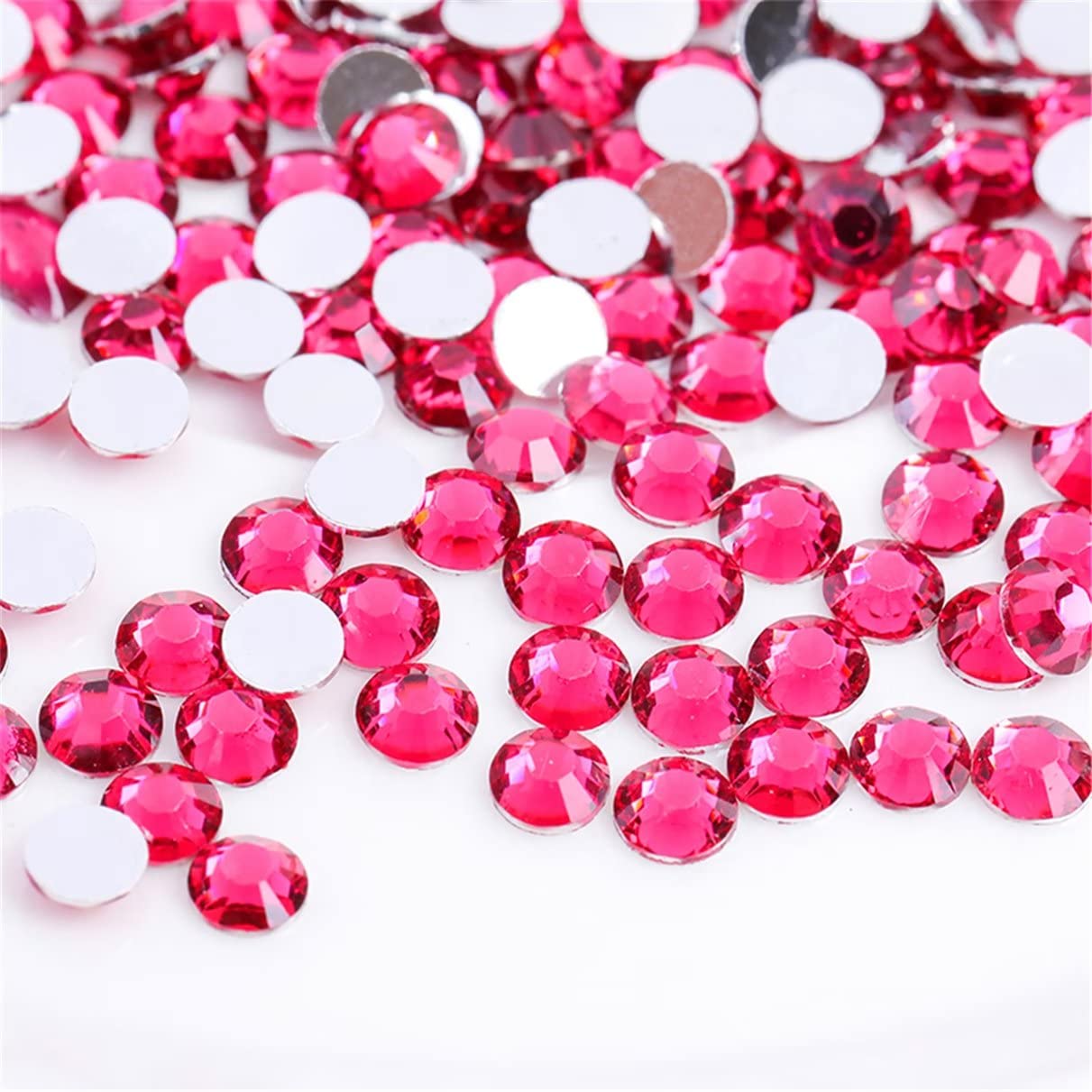 1000 Pieces SS20 5mm Flatback Rhinestones Clear Glass Round Gems Crystals for Nail Art DIY Crafts Clothes Shoes Bags （Rose Red）-GlimoraGlow