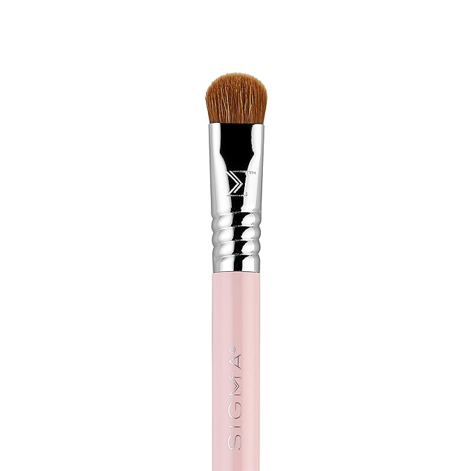 Sigma Beauty Travel Essential Trio - Makeup Brush Set for Foundation Powder Eyeshadow - 3 Tool Brushes with Brush Tin Holder - - Skin Safe, Vegan Makeup Brushes for Travel - Light Pink-GlimoraGlow