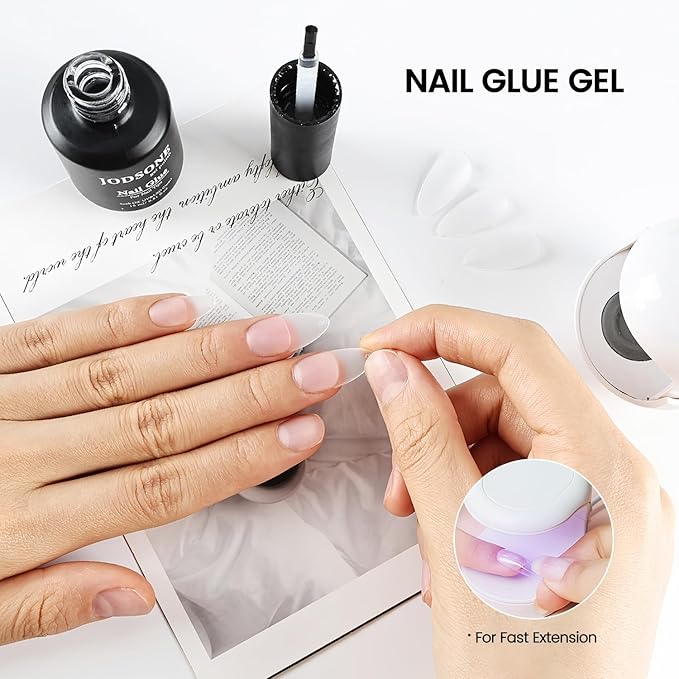 JODSONE 15ml Nail Glue Gel for Nail Tips Long Lasting Extension Glue for Clear Nail Tips Base Coat Top Coat All Need Lamp Cured-GlimoraGlow