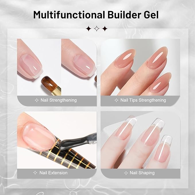 JODSONE 2Pcs 16.5ml Builder Gel Builder Nail Polish for Thickening Strengthener Building Extension and Keep The Nail Art Effect for A Longer Time and Nail Art Design Gift for Women-GlimoraGlow