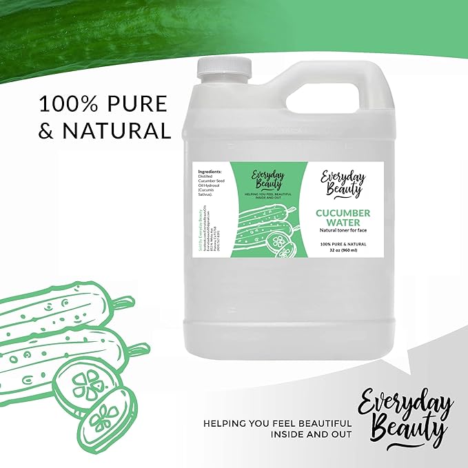 Cucumber Hydrosol Bulk - 32 oz All Natural Hydrating Spray Mist for Face and Hair - 100% All Natural Cucumber Water-GlimoraGlow