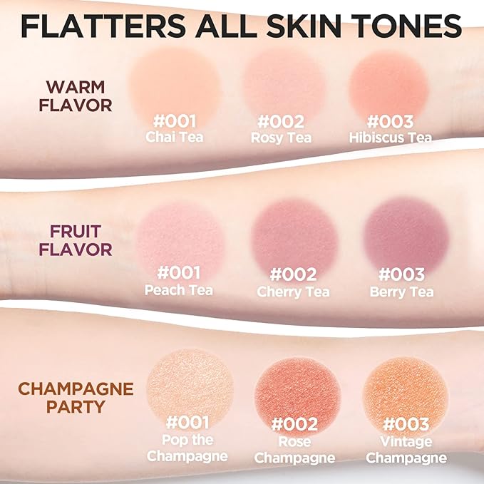 I'm Meme Palette - Afternoon Tea Blusher | Fruit Flavor for Cheek, Soft Pink, Peach, Lavender, 3 Shades Palette, Matte Powder Blush for Face & Cheeks, For All Skin Tones, 0.4oz-GlimoraGlow