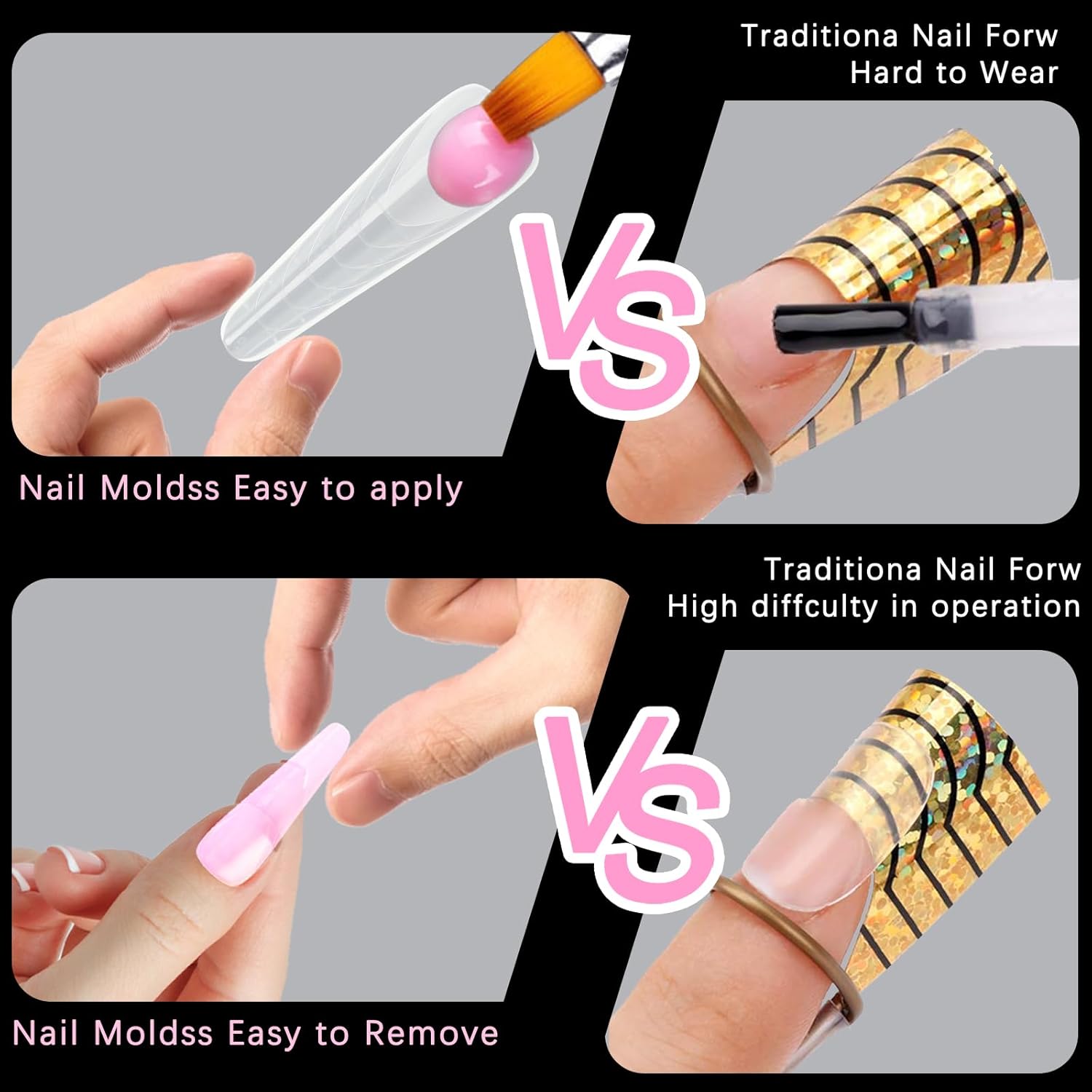 120 Pcs Dual Nail Forms 12 Sizes Half Matte Extension Poly Nail Gel Full Cover Nail Molds With Scale Builder Coffin Nail for Gel Manicure Nail Art Design Salon DIY at Home-GlimoraGlow