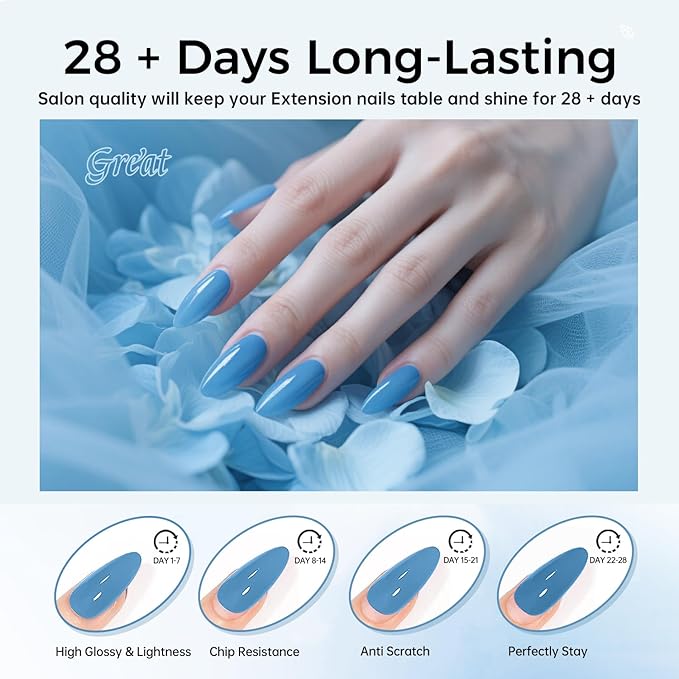 JEWHITENY Poly Nail Gel Kit 14 Colors Purple Nude Grey Black Blue Glitter Tones Starter Kit with UV Lamp Matte & Glossy Top & Base Coat All-in-One Designs DIY At Home-GlimoraGlow