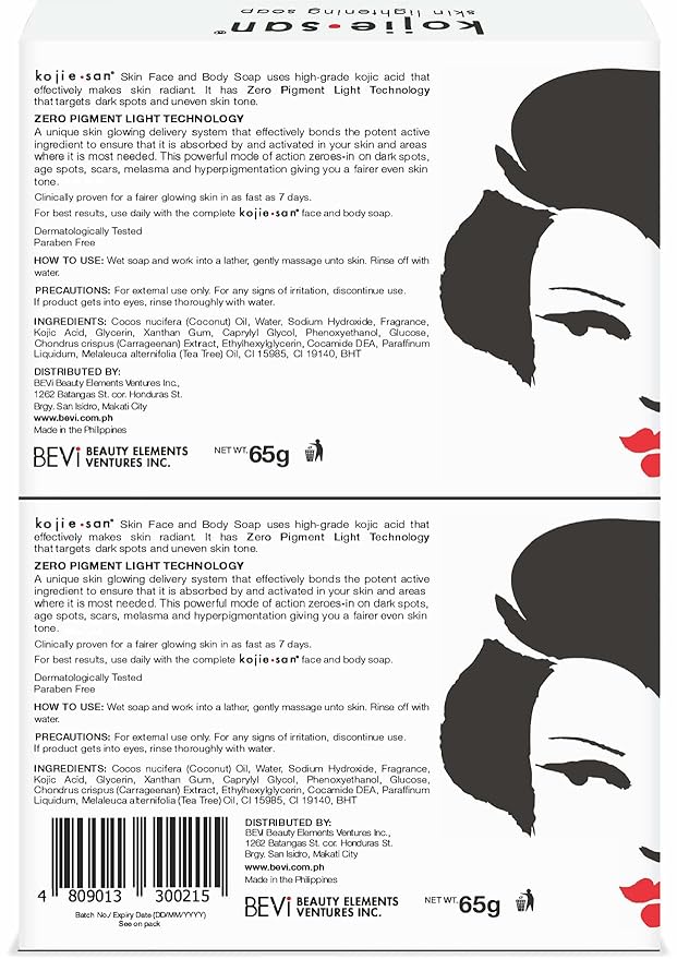 Kojie San Skin and Body Soap 2 Piece Set – Original Kojic Acid, Dark Spot Remover Soap Bar with Coconut & Tea Tree Oil – 65g x 2 Bars & 30g Face Cream-GlimoraGlow