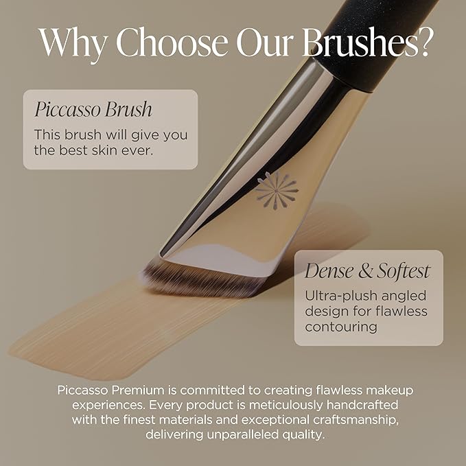 Piccasso FB33 Foundation Brush – Tapping Cover Brush for Liquid & Cream Foundation, Fills Pores with Soft Bristles for Smooth and Flawless Face Makeup, Professional Korean Beauty Tool-GlimoraGlow