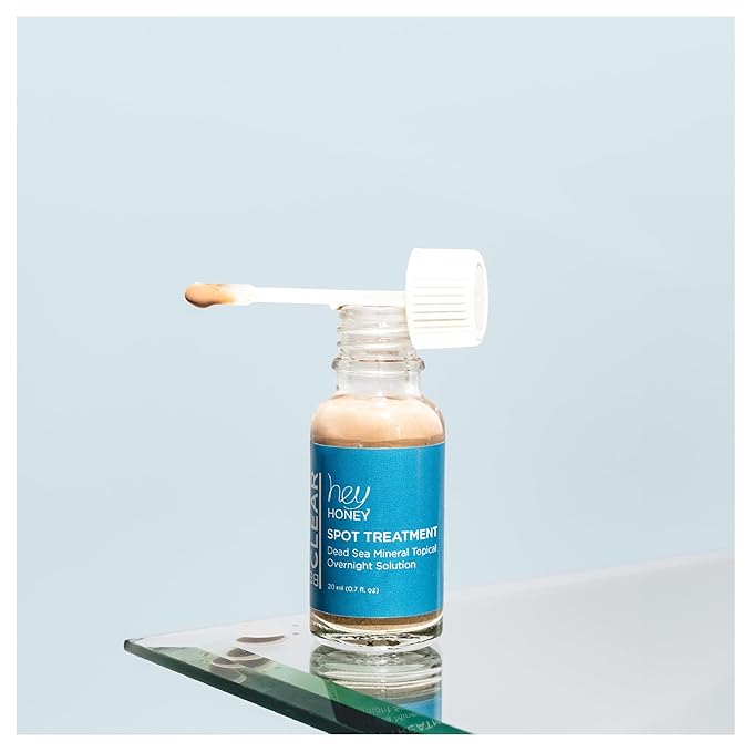 Hey Honey Skincare Be Clear - Acne Spot Treatment Overnight, Pimple Drying Lotion, Use Over Zits Whitehead & Blemishes 1 OZ-GlimoraGlow