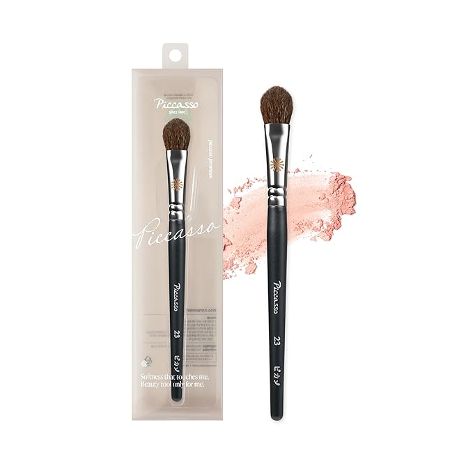 Piccasso 23 Small Blusher Brush – Precise Makeup Brush for Cheeks, Nose, and Chin, Soft Squirrel & Horse Hair for Delicate Application, Detail Face Brush for Daily Use, Korean Professional Beauty Tool-GlimoraGlow