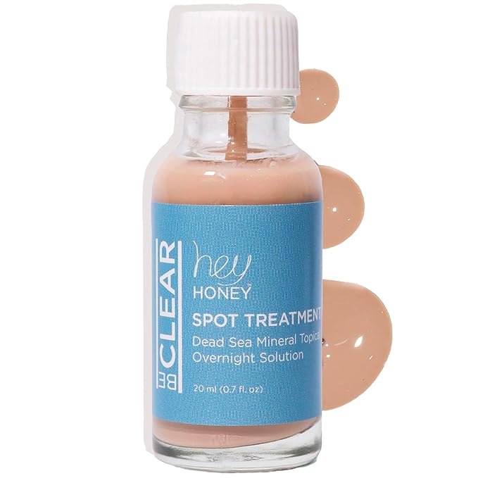 Hey Honey Skincare Be Clear - Acne Spot Treatment Overnight, Pimple Drying Lotion, Use Over Zits Whitehead & Blemishes 1 OZ-GlimoraGlow