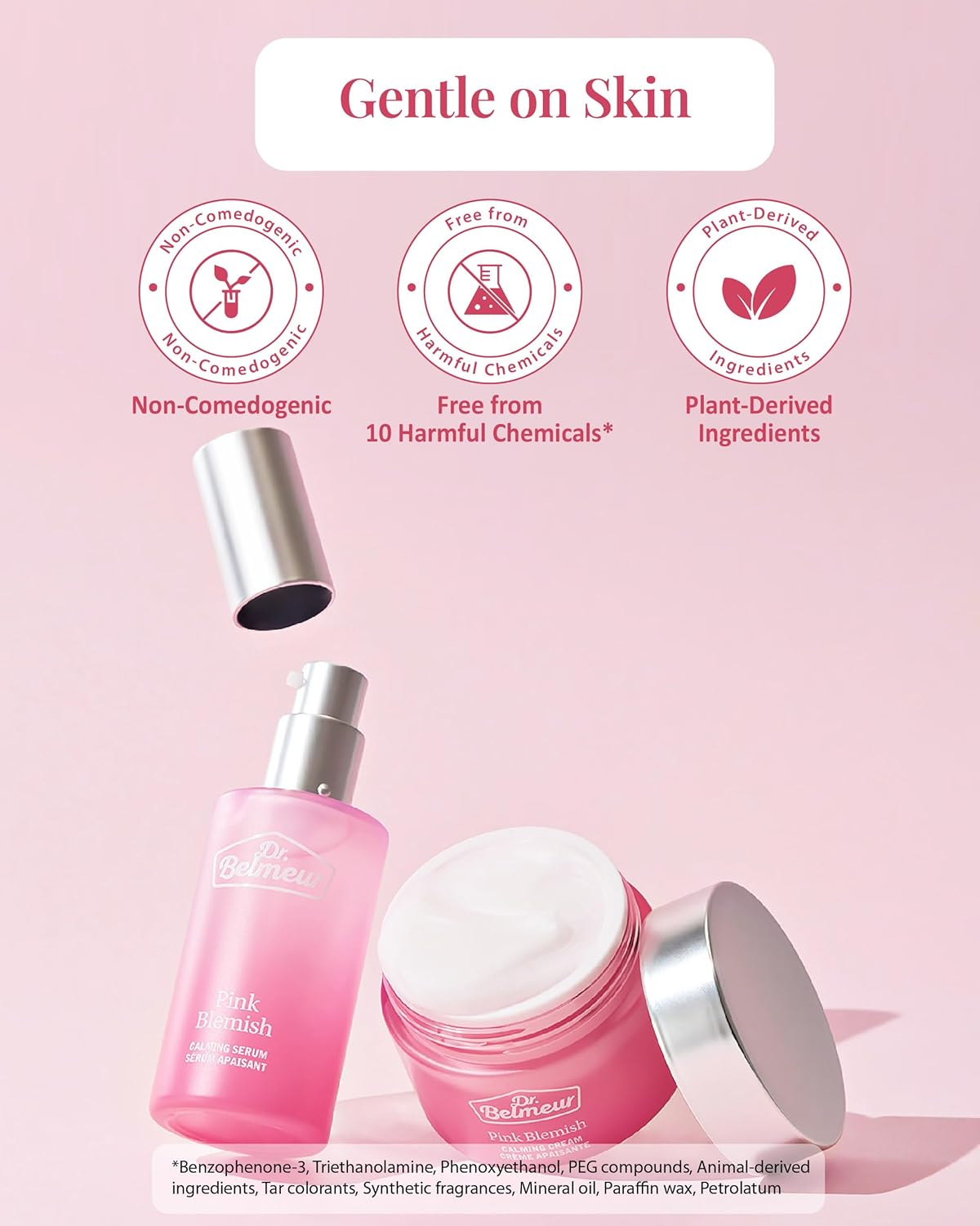 Pink Blemish Calming Serum (1.7fl oz) - Hydrating, Soothing Korean Skin Care for Sensitive Skin. Vegan Hyaluronic Acid, Niacinamide.-GlimoraGlow