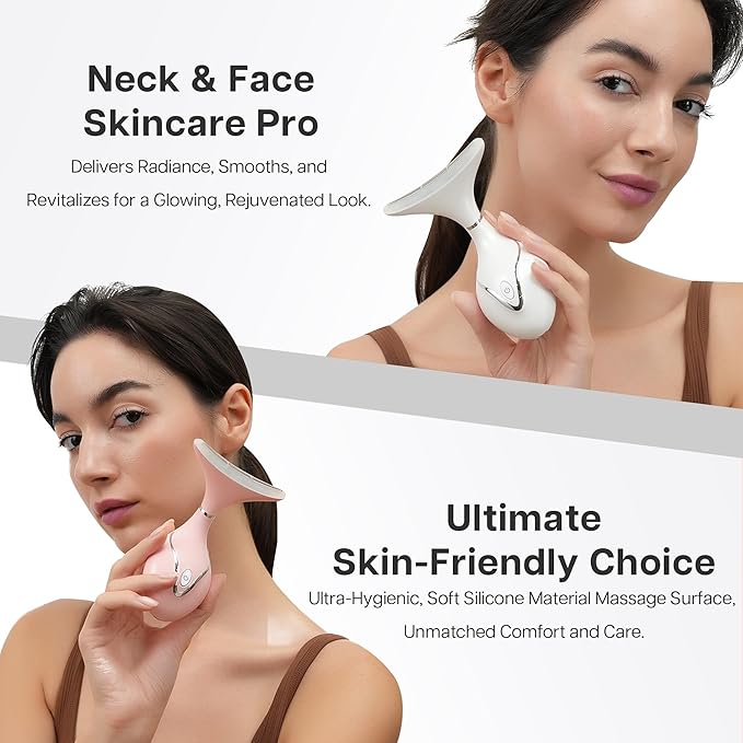 Iris Neck Face Massager, Pro Face Sculpting Tool with Charging Base, All-in-1 Facial Device for Enhanced Absorption, Radiance, Contouring, Elasticity, Home Facial Spa (White)-GlimoraGlow