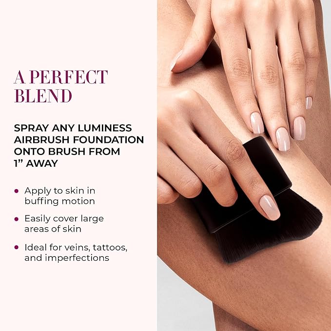 LUMINESS Professional-Grade L500 Buffing Makeup Brush - Angled Make Up Air Brush for Airbrush Spray Foundation - Face Brush for Seamless Buffing & Blending Application, Natural-Looking Finish-GlimoraGlow
