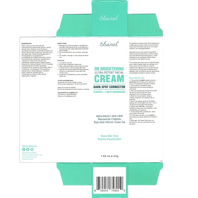 Ebanel Dark Spot Remover for Face & Body, Skin Brightening Cream with Synovea, Alpha Arbutin, Niacinamide, Kojic Acid, Dark Spot Corrector for Hyperpigmentation, Discoloration, Melasma, and Age Spots-GlimoraGlow