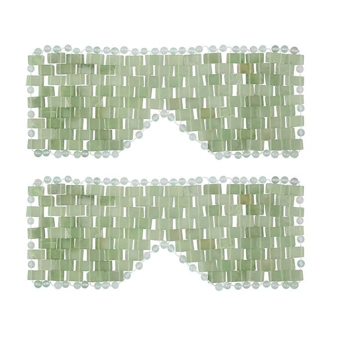Jade Eye Mask, gemshan 2 Pcs Stone Eye Mask Hot or Cold Use, Green Jade Facial Eye Sleeping Mask-GlimoraGlow