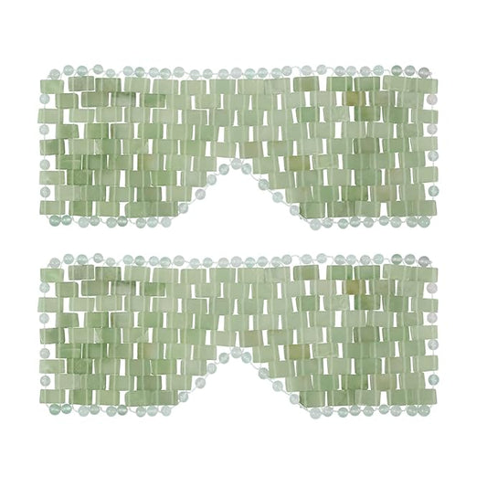 Jade Eye Mask, gemshan 2 Pcs Stone Eye Mask Hot or Cold Use, Green Jade Facial Eye Sleeping Mask-GlimoraGlow