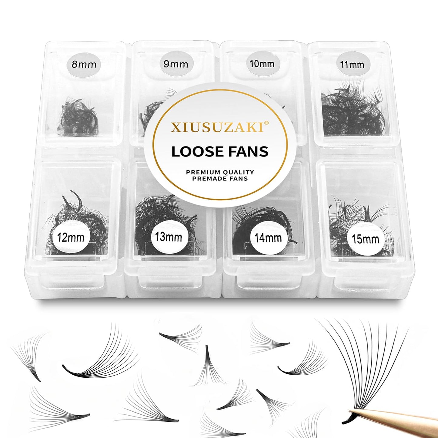 Premade Fans Eyelash Extensions 600 Fans 14D Volume Lash Extensions 0.05 Thickness Eyelash Extension D Curl Premade Lash Fans Mix 8-15mm Fluffy Soft Handmade Loose Fan(600Fans-14D-0.05-D,8-15mm)-GlimoraGlow