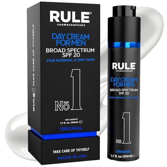 No.1 Day Cream for Men, 10-in-1 Anti-Aging Face Moisturizer to Reduce Wrinkles & Dryness, SPF 20, Collagen, Vitamins B, C & E - Normal & Dry Skin - Original, 50 mL-GlimoraGlow