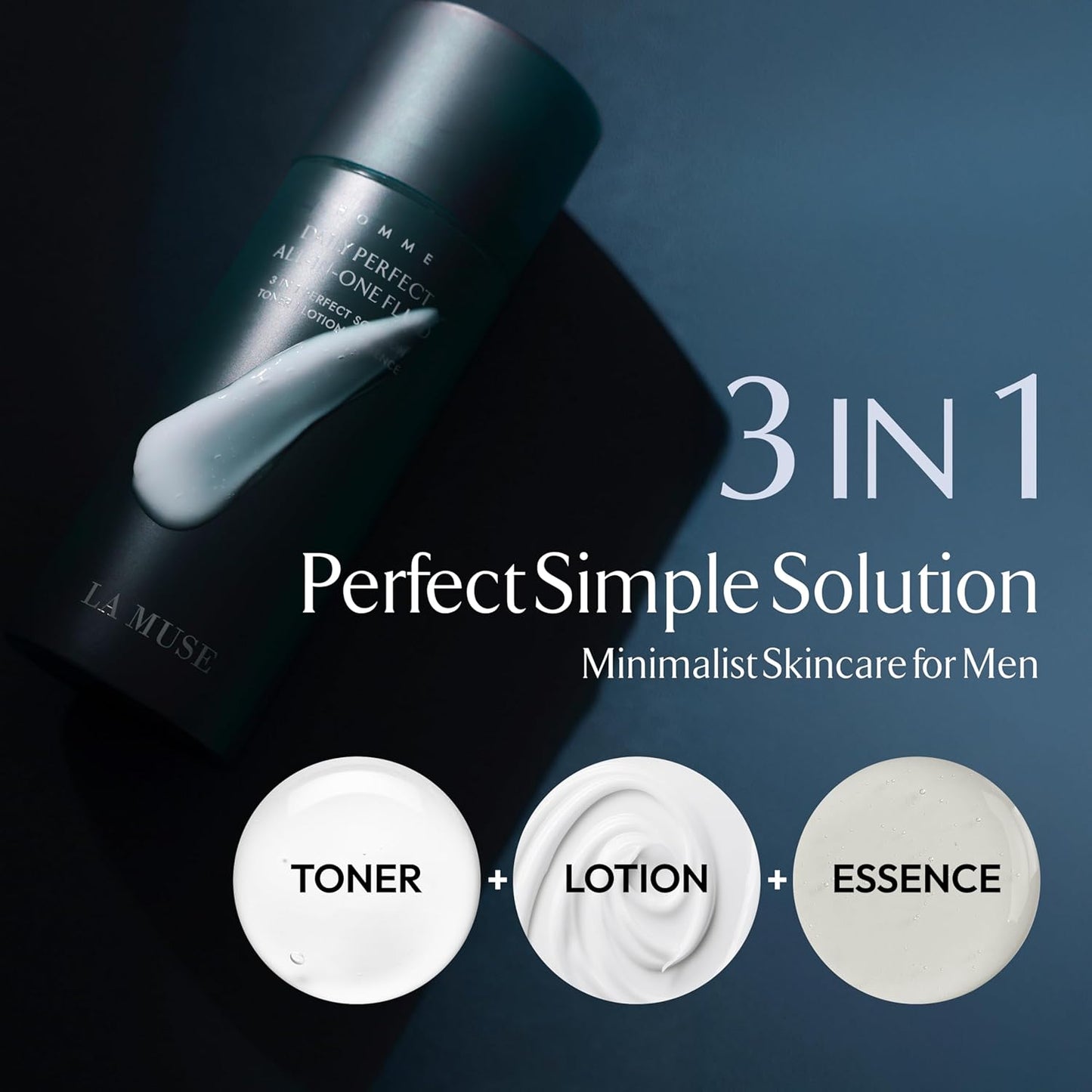 LA MUSE Homme Daily All-in-One Face Moisturizer for Men | 3-in-1 Toner, Lotion, Essence | Lightweight, Hydrating After-Shave Lotion for Oily & Sensitive Skin | Korean Skincare | Travel Size-GlimoraGlow