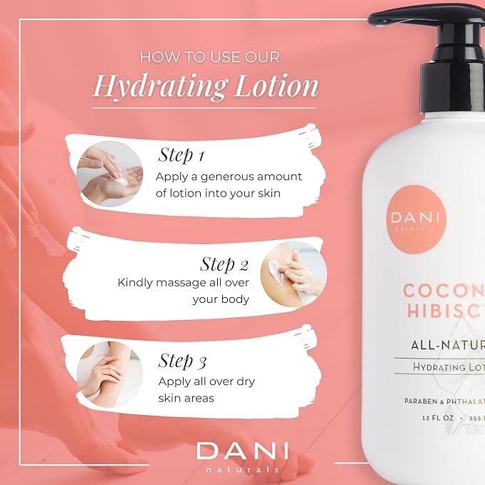 Naturals Hand & Body Lotion - Coconut Hibiscus Scented, Moisturizing & Nourishing Lotion for Dry Skin, Deep Hydration with Natural & Organic Ingredients, Paraben-Free, Vegan & Cruelty-Free, 12 Oz-GlimoraGlow