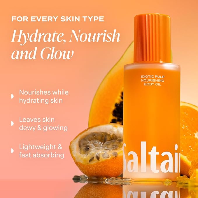 Saltair Body Oil. Luxurious Exotic Pulp After Shower and Bath Oil Moisturizer for Women. Botanical, Non-Greasy, and Well-Absorbing Lotion for Hydrating Dry Skin. 4oz Pump Bottle-GlimoraGlow