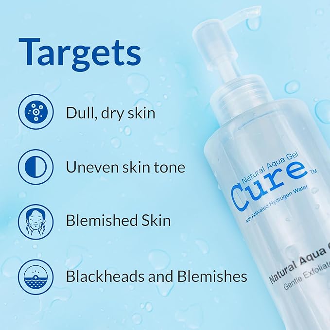 Cure by Toyo | Aqua Gel Gentle Exfoliator | Clear and Softer Skin | Non-Abrasive Face and Body Cleanser | Sensitive Skin | 3 Pack-GlimoraGlow
