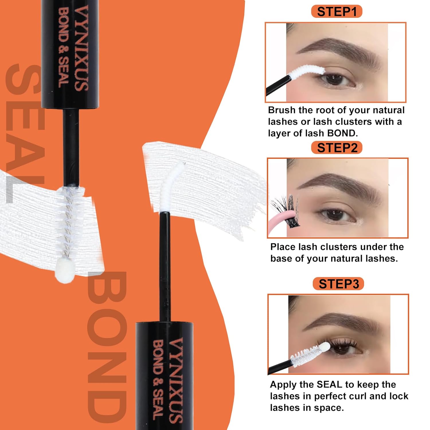 Lash Bond and Seal Waterproof Lash Glue for Eyelash Clusters Lash Cluster Glue Eyelash Glue 2-IN-1 10ml 72H+-GlimoraGlow