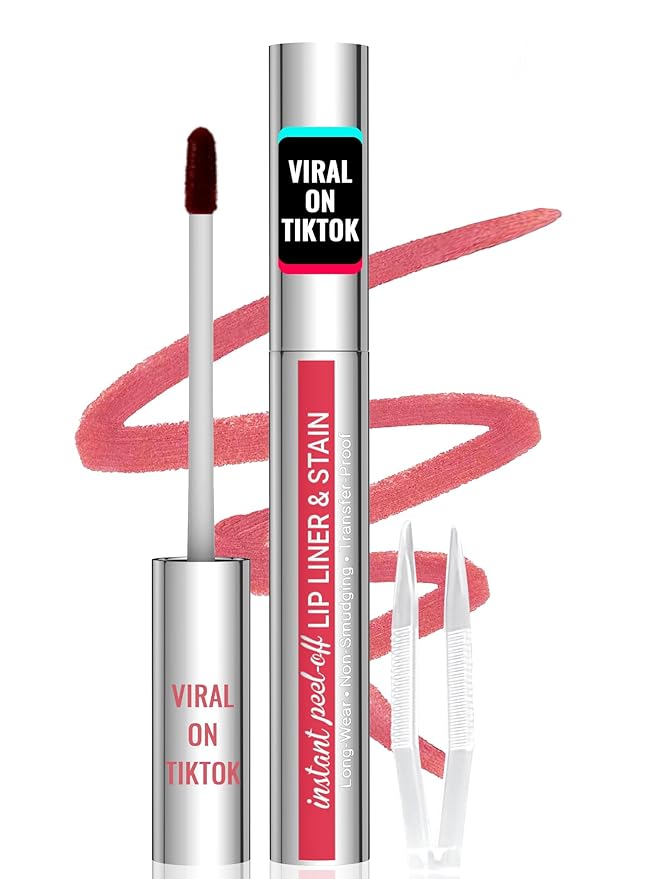 iMethod Lip Stain - Lip Liner Stain, Peel Off Lip Stain with Tweezer, Natural Long Lasting Lip Stain Peel Off, Waterproof, Easy to Use, Stay On All Day, Nude Pink-GlimoraGlow